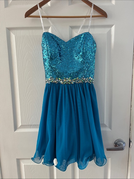 Dresses & Skirts - Teal Sequin Bodice Short Party Dress
